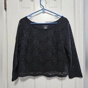Lane Bryant 18/20 Black Lace Longsleeve Blouse